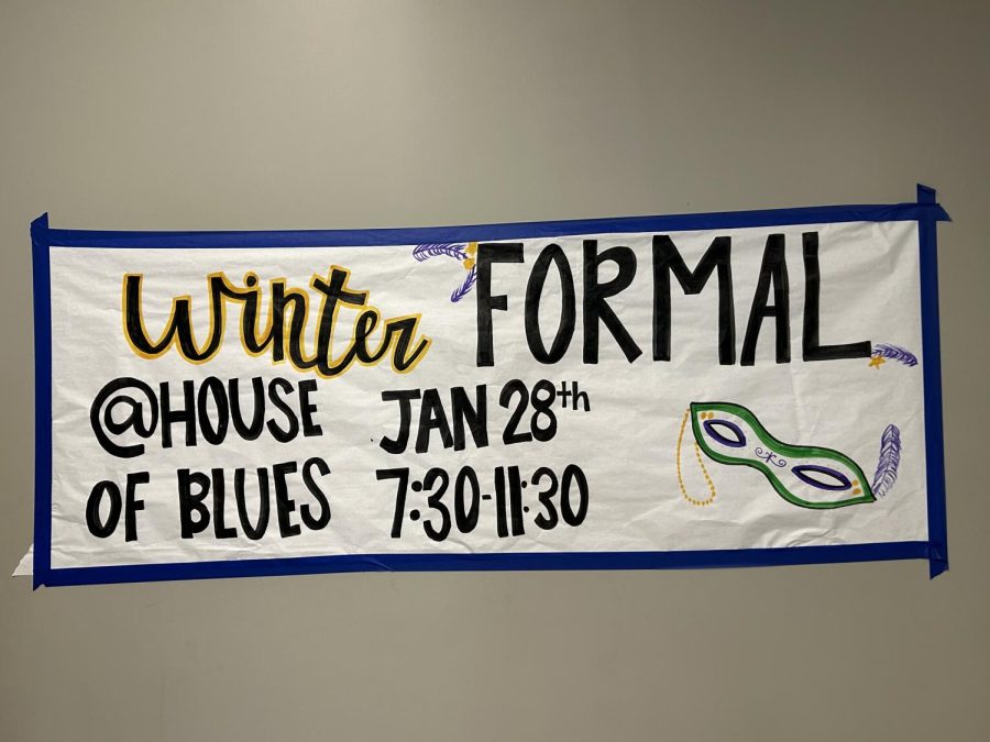 An ASB poster on the third floor of the STEM building promoting Formal.