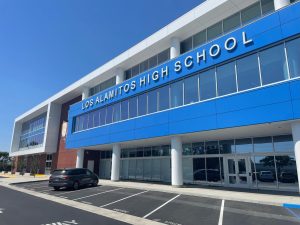 The new building seen from the front of the school.