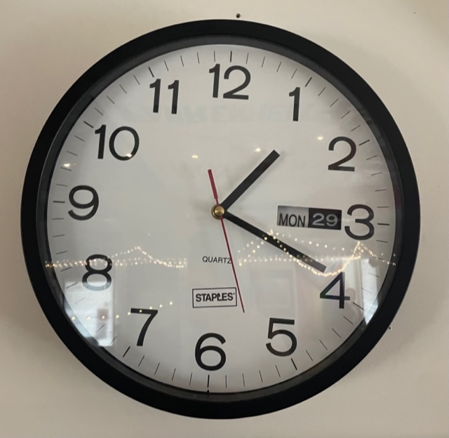 Clock located in Ms. Franzens room.