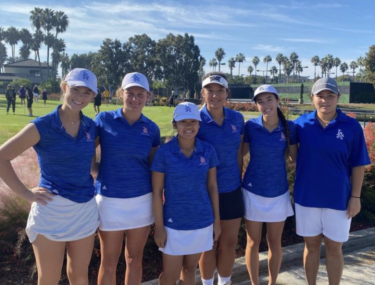The Los Al varsity girls golf team at day one of CIF.