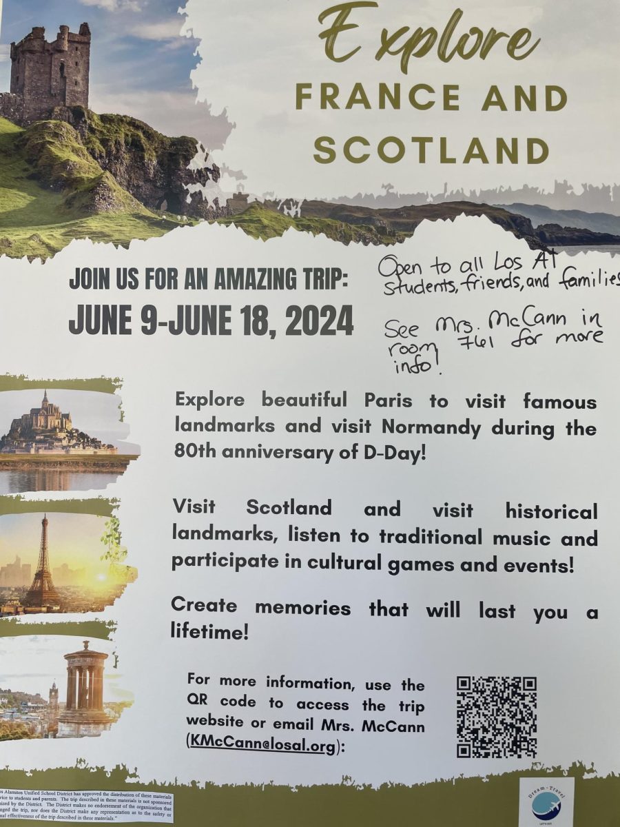 A poster of the Europe summer trip giving viewers information.