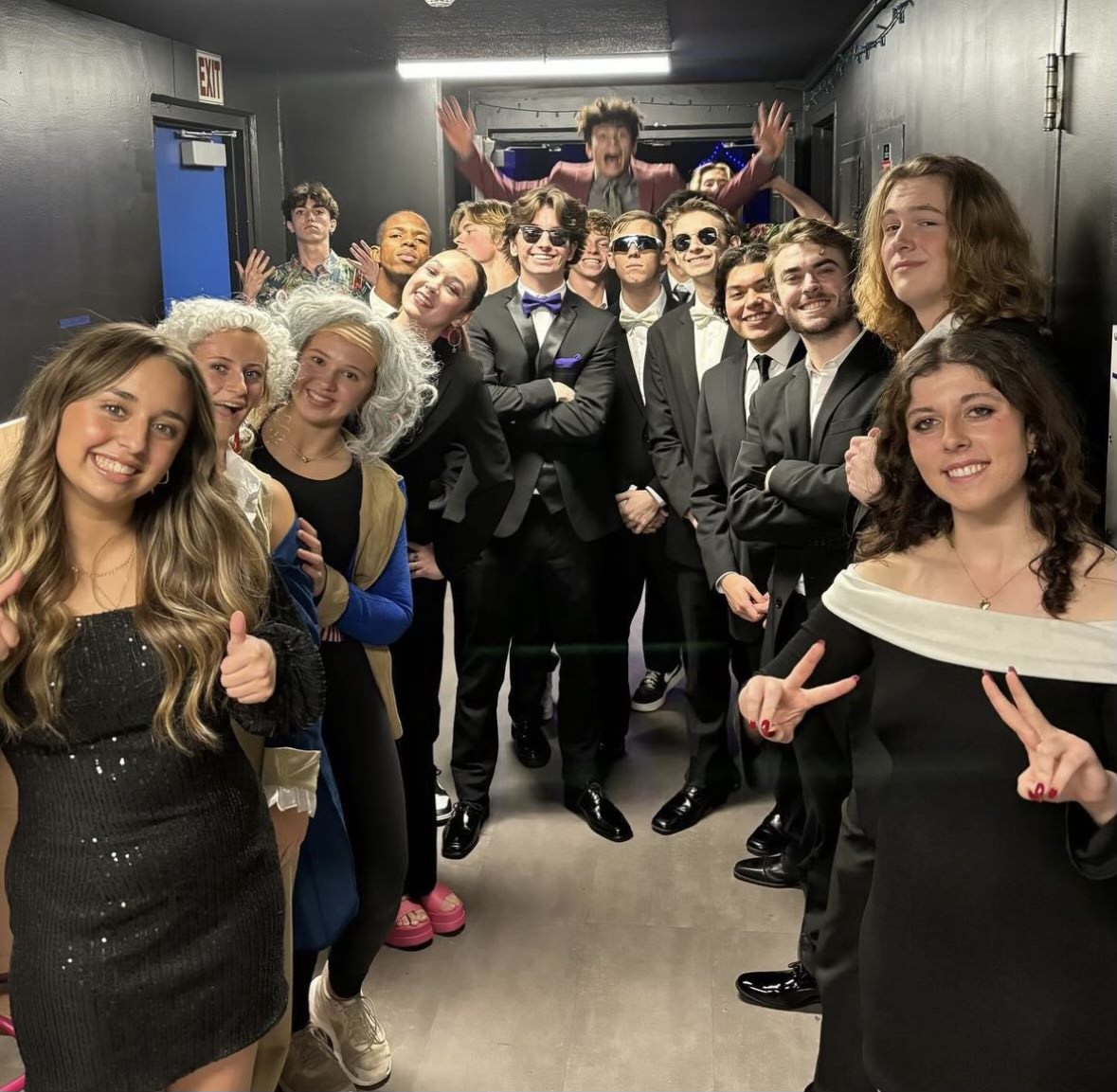 The Top Griffin candidates and their escorts pose for a group photo backstage. Im feeling excited, grateful for the opportunity, and so excited to see how the rest of senior year goes, said candidate Philip Pinto.