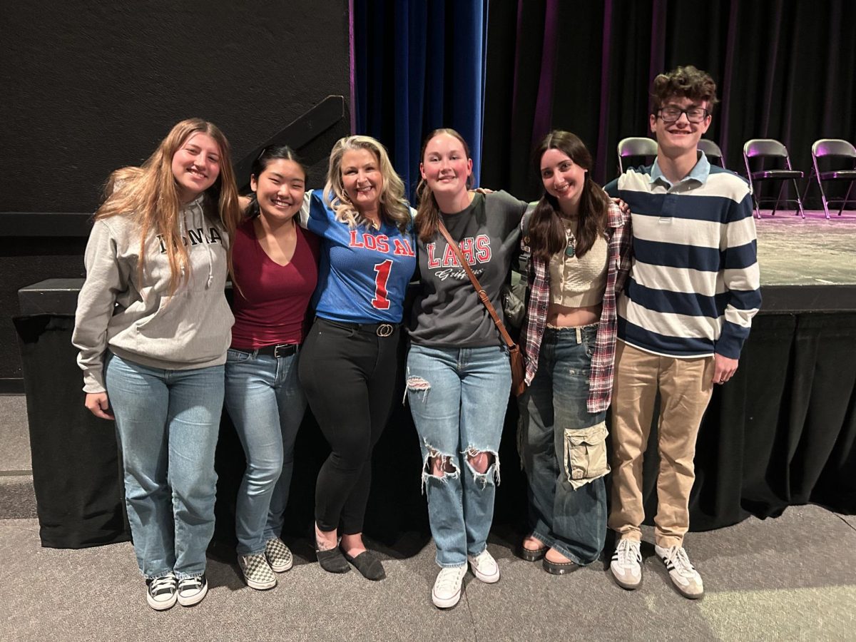 Journalism students in the PAC with their advisor, Mrs. Franzen, who performed in the improv show. 