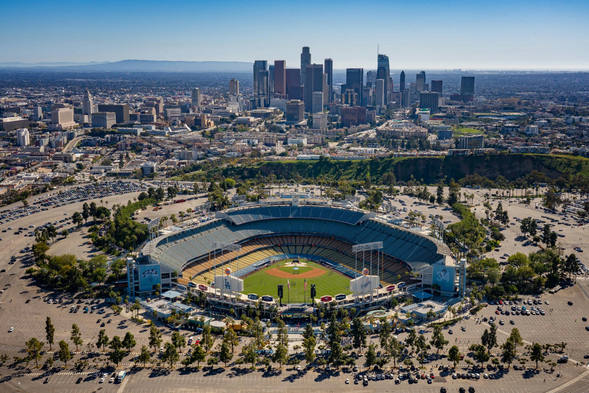 A photo of Dodger Stadium where the first, second, sixth and seventh games of the World Series are played. (Photo courtesy of Sean Pierce, Unsplash)