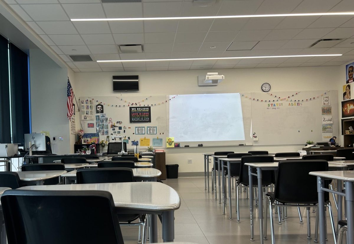 Ms. Lindahl's math classroom, where she teaches AP Statistics and Algebra 2.