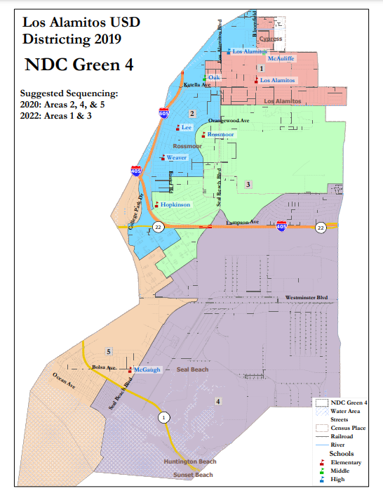 A map representing the different sectors assigned to different area trustees. Photo coutosy of the Los Alamitos School Board.