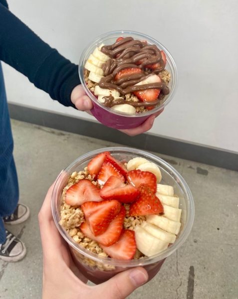 Yago has three different bowl sizes. All of their bowls are topped with fresh fruit and different toppings like granola and honey!