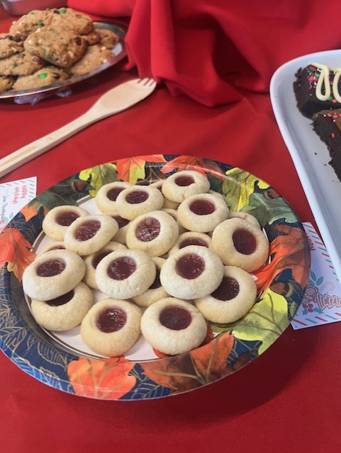 Homemade thumbprint cookies were one of the many treats brought in by staff members for the new event. (Photo courtesy of Mrs. Franzen.)