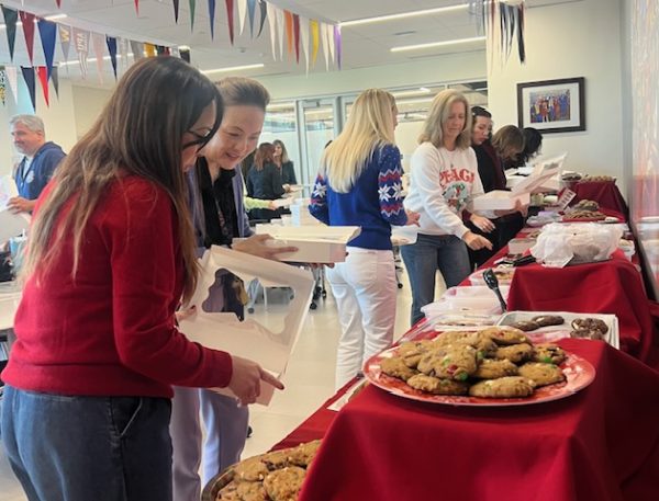 “Welcome to the first ever LAHS Holiday Cookie Exchange!" LAHS principal Mrs. Kraus said. (Photo courtesy of Mrs. Franzen)