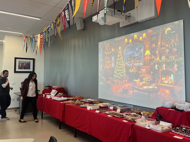 Staff members Mrs. Lee, Mrs. Bright, Mrs. Fox enjoy the first ever LAHS holiday cookie exchange. (Photo courtesy of Mrs. Franzen)