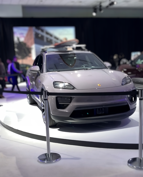 The brand new Porsche Macan EV at the LA Autoshow in December 2024.