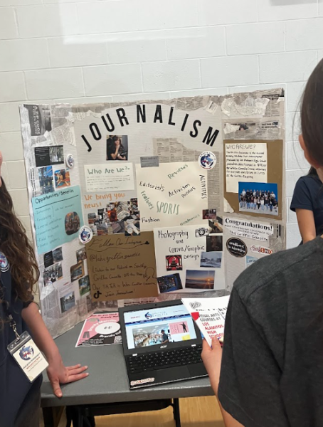 The Griffin Gazette poster board at the McAuliffe CTE Elective Fair in Feb. 27.