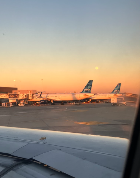 The evening light casting above the John F. Kennedy International Airport.