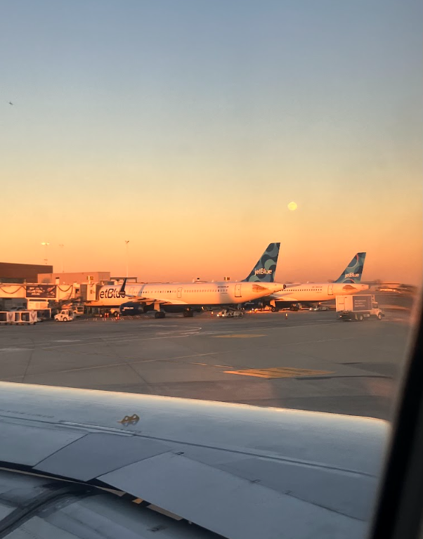 The evening light casting above the John F. Kennedy International Airport.