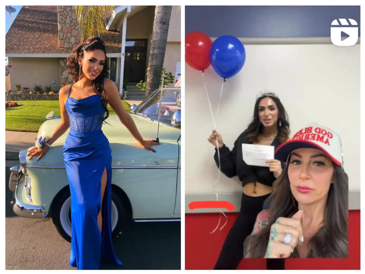 @the.patriot.barbie on Instagram posted a video on Wednesday voicing her thoughts on a trans LAHS student running for prom queen. (Photos courtesy of Brixtina Delgado and @the.patriot.barbie)