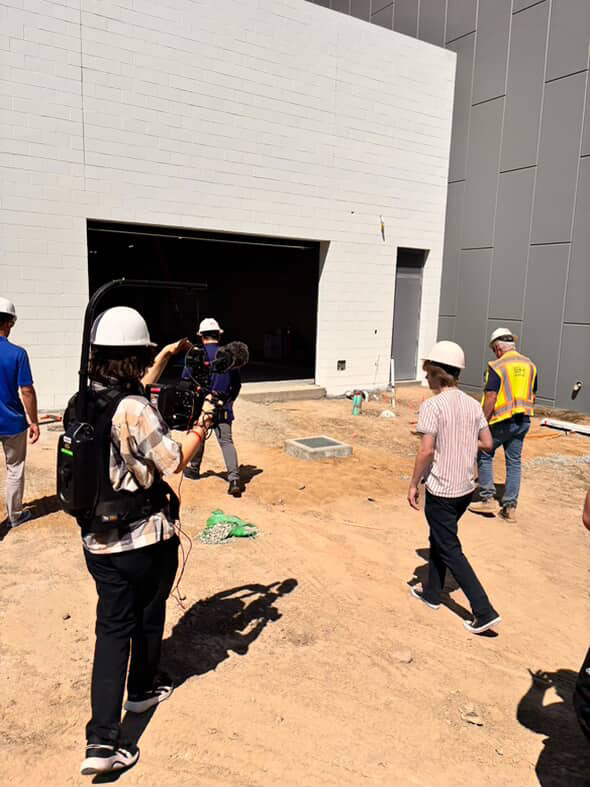 Griffin News members constructing a segment for an episode. (Photo courtesy of Jaden Bober)