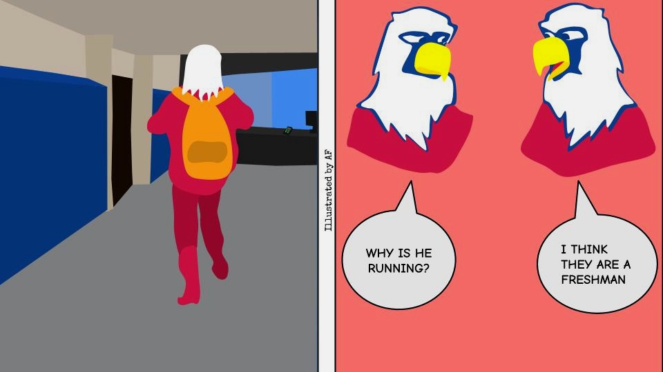 Comic panel about freshmen.