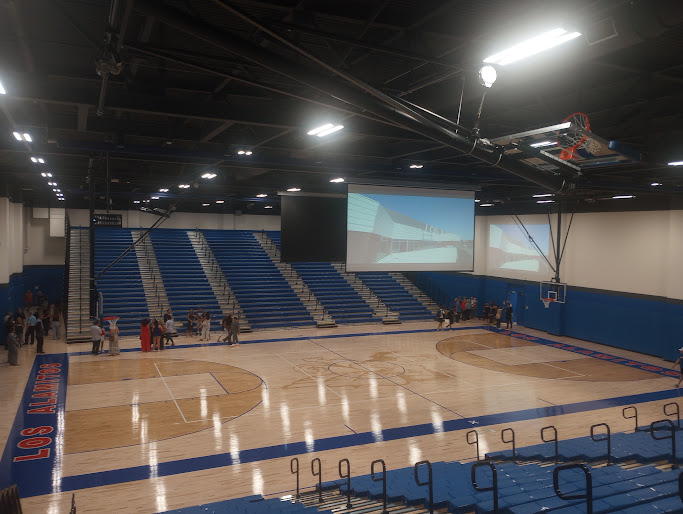 In the main gym, three full-sized playing courts are hidden underneath retractable bleachers that can seat up to 2,000 people.