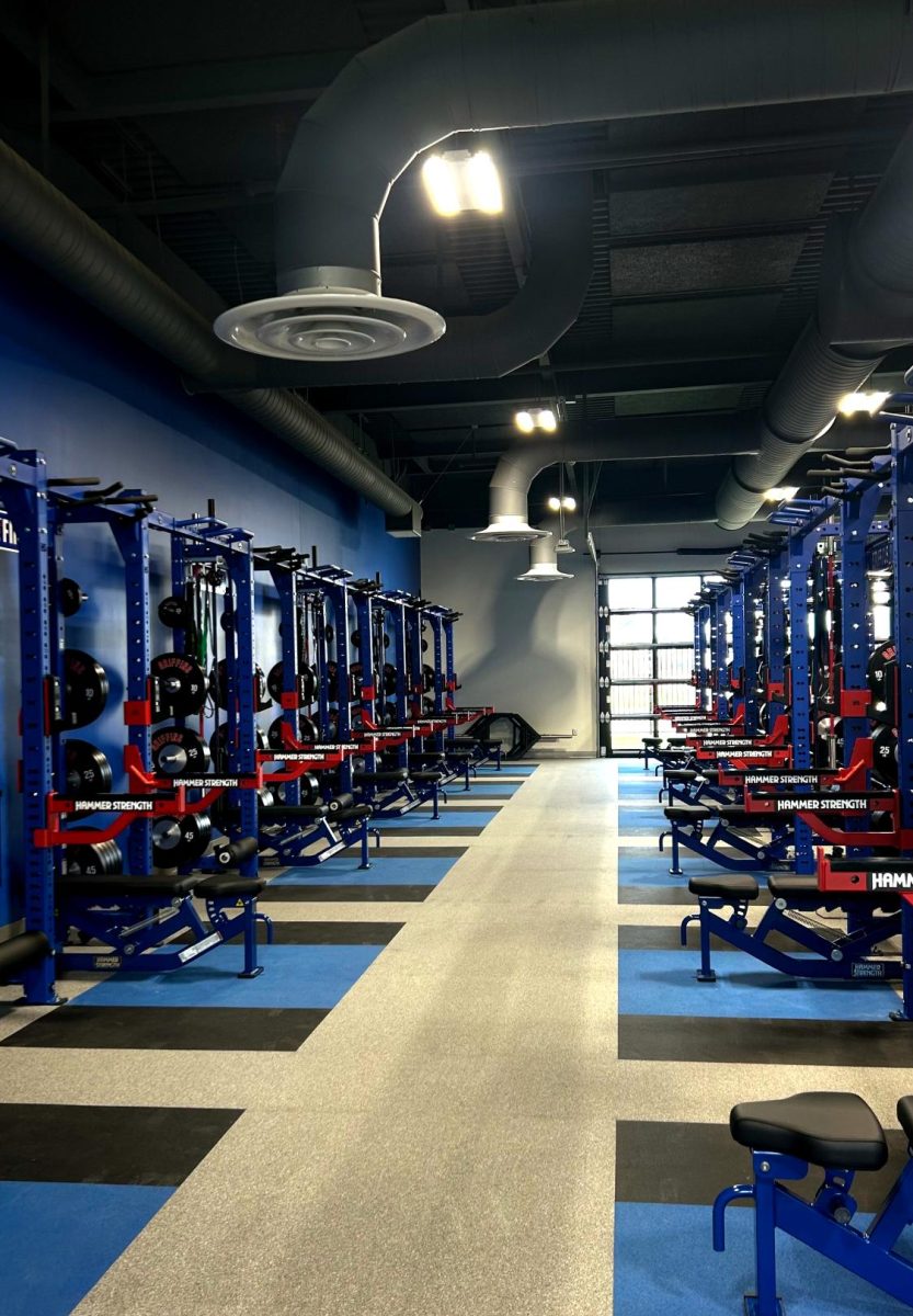 The Griffin Center's weight room was constructed with filtered air ventilation and air conditioning, as well as dual garage door windows leading to outdoor plyometric training zones. 