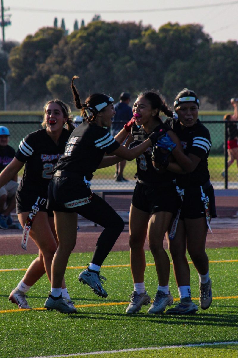 LAHS girls flag football is committed to playing hard and celebrating harder. (Photo courtesy of Kai Rolland-Engel)