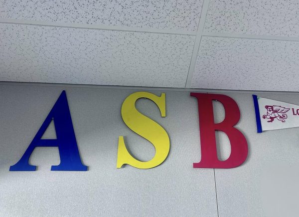 Colorful letters in the Los Alamitos High School ASB Classroom.