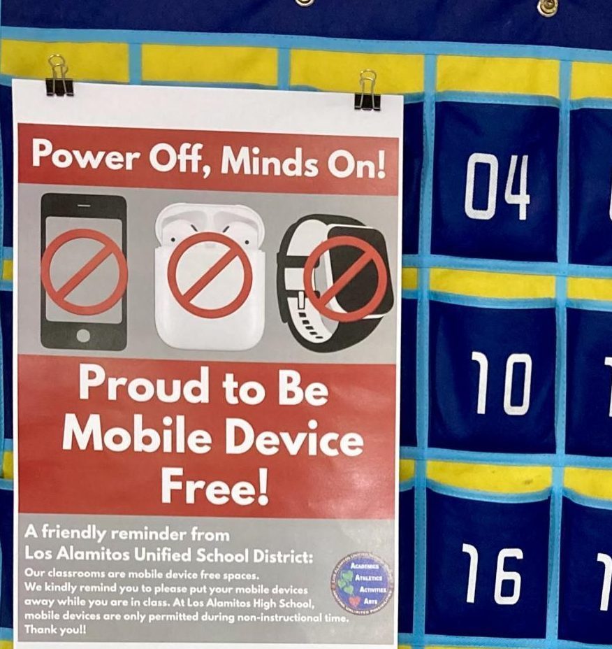 With the implementation of a new phone policy at LAHS, phone caddies and posters explaining the new policy can be found in almost every classroom.
