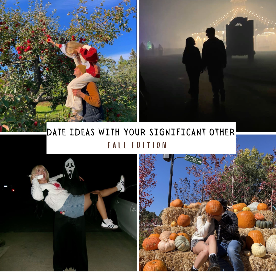 Collage of date ideas to try this fall with your significant other. 