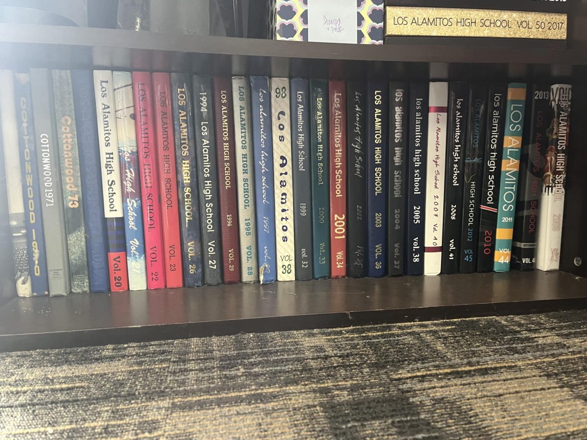 A picture of school yearbooks from 1970-2019