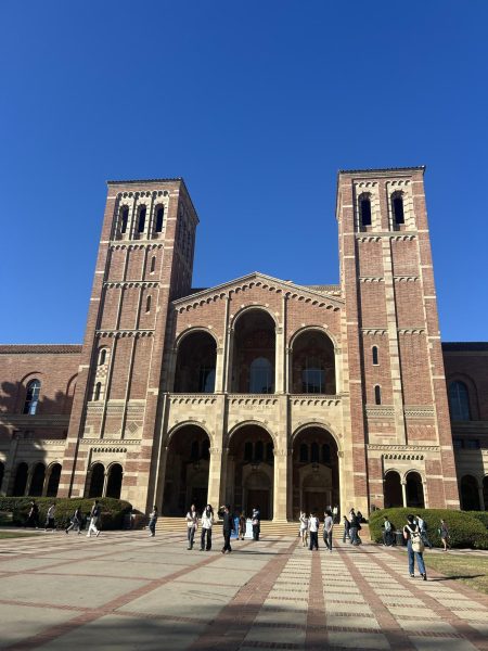 A picture showing UCLA's famous Royce Hall, known for its architecture and performing arts establishments inside.