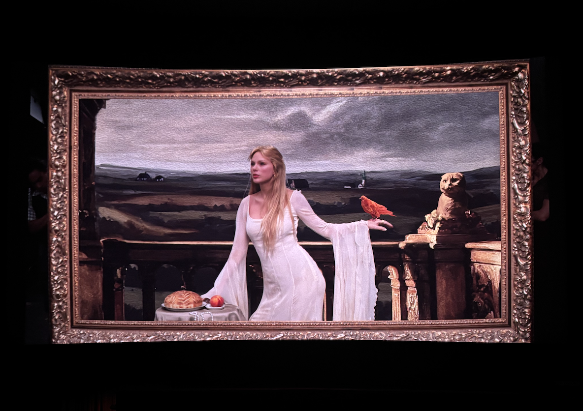 The music video opens with Swift posing as if she was in a painting.