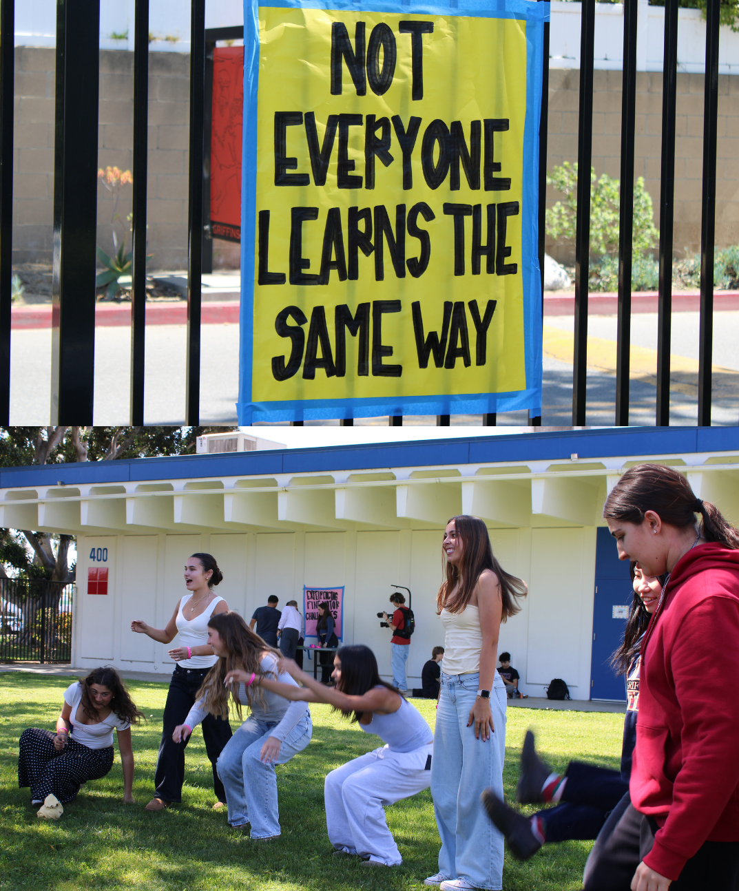 Students engaging in an interactive game mirroring how some individuals have difficulty with memory.