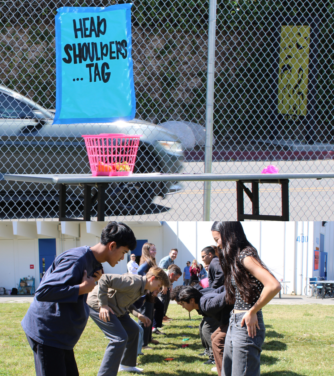 Students lined up to play Head Shoulders Tag, practicing their auditory processing abilities.
