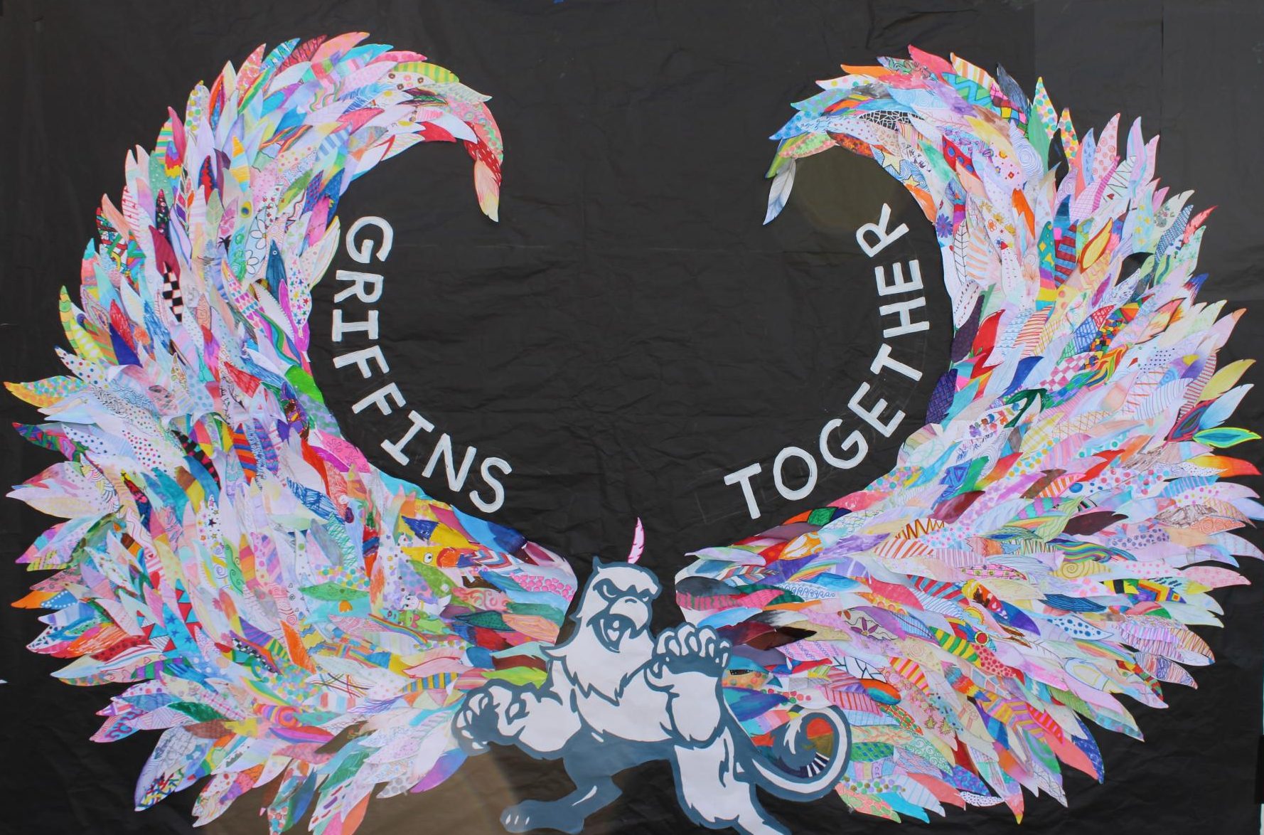 For Abilities Awareness Week, students created a massive Griffin poster with hundreds of student-made feathers.