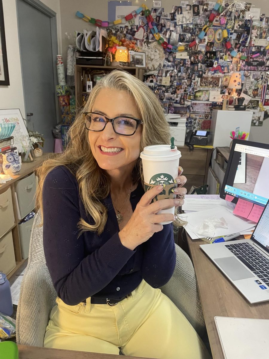 Mrs. Franzen and her beloved caffeine.
