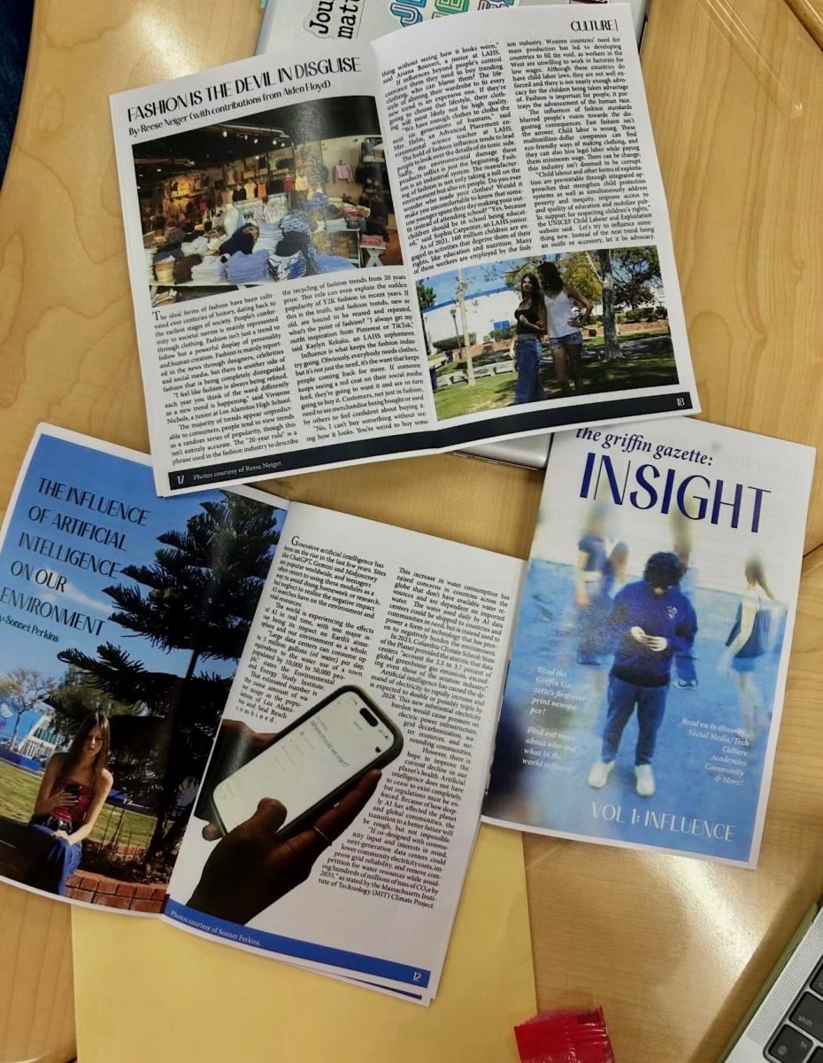 The Griffin Gazette's print edition Insight with theme Influence (Photo courtesy.......).