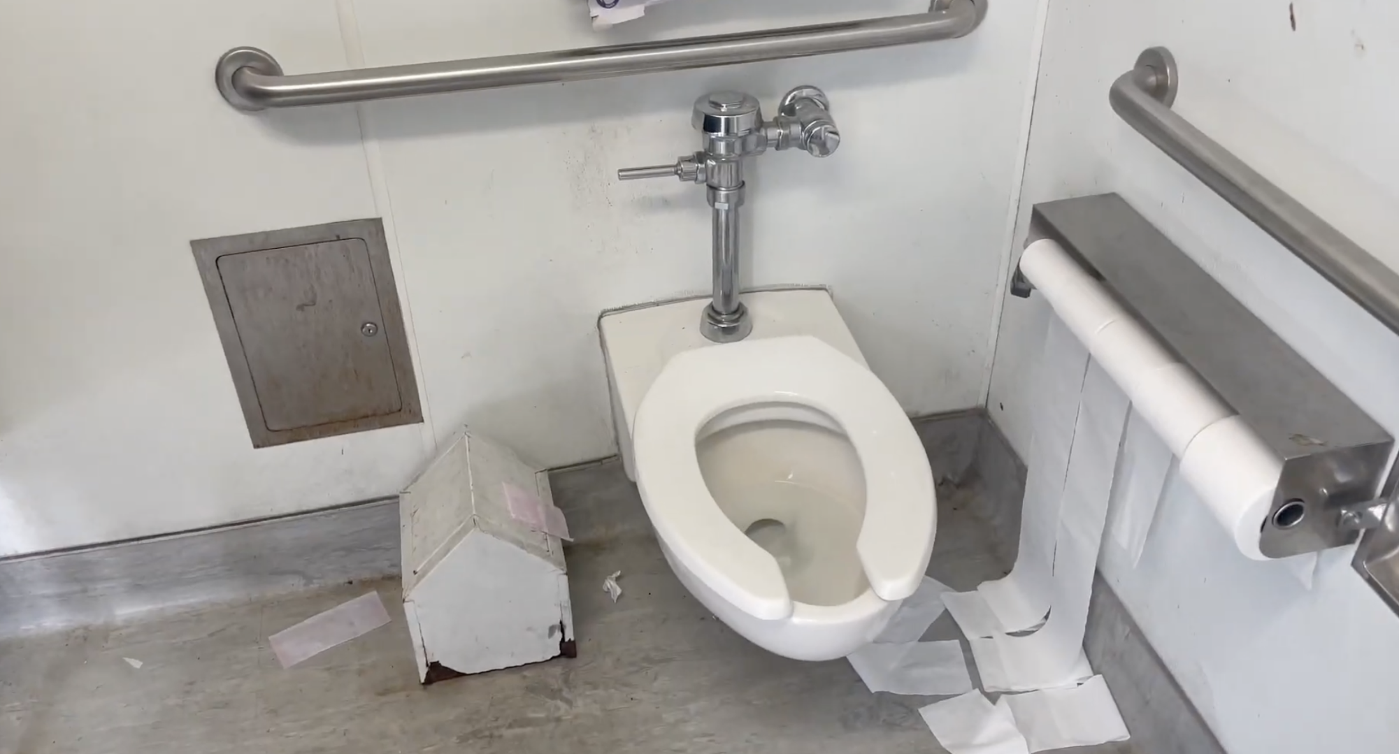 Many of the campus bathrooms are dirty or messy, impacting students comfort.